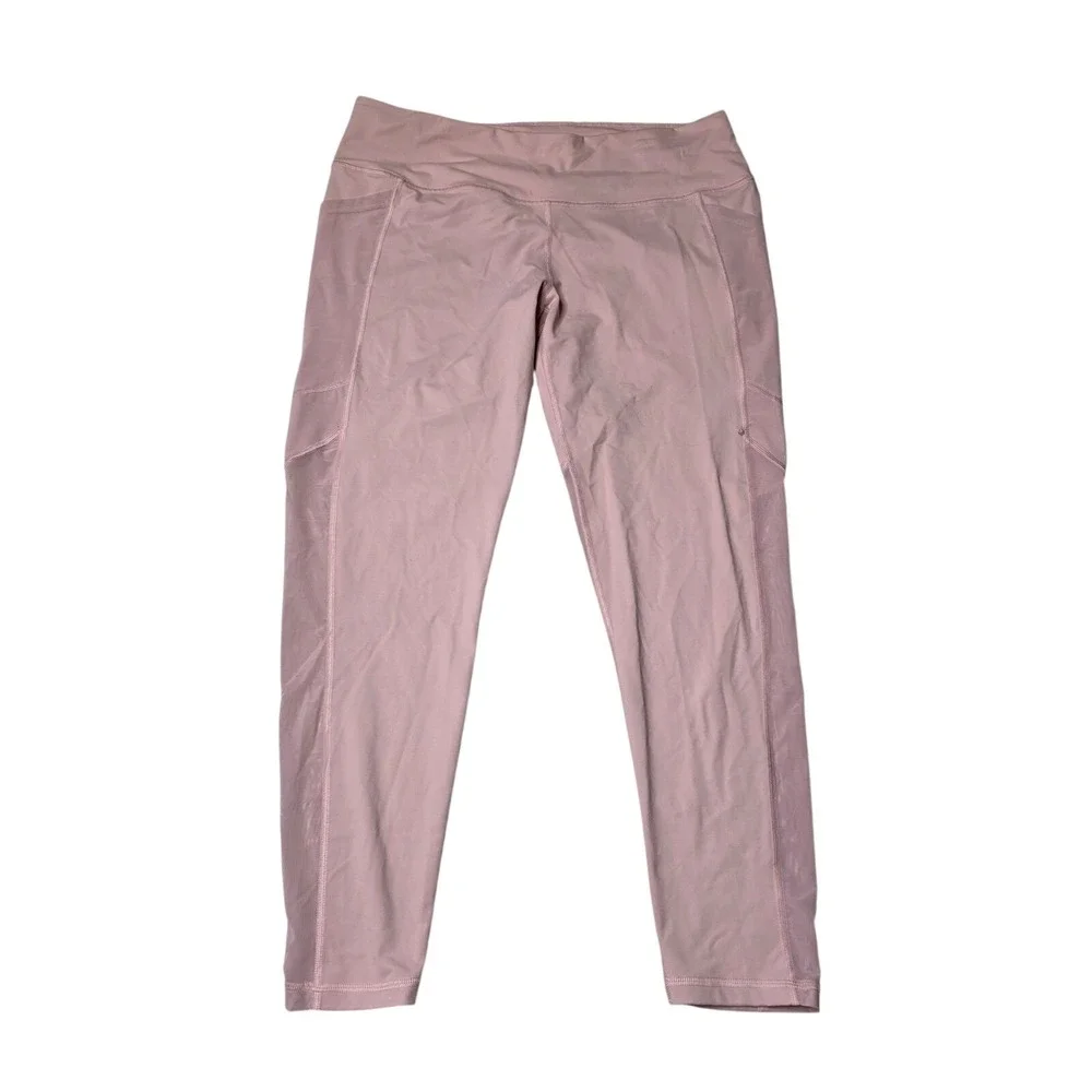 Victoria Sport Knockout Leggings XL Pink Mesh‎ Panel Pockets Activewear Yoga K3